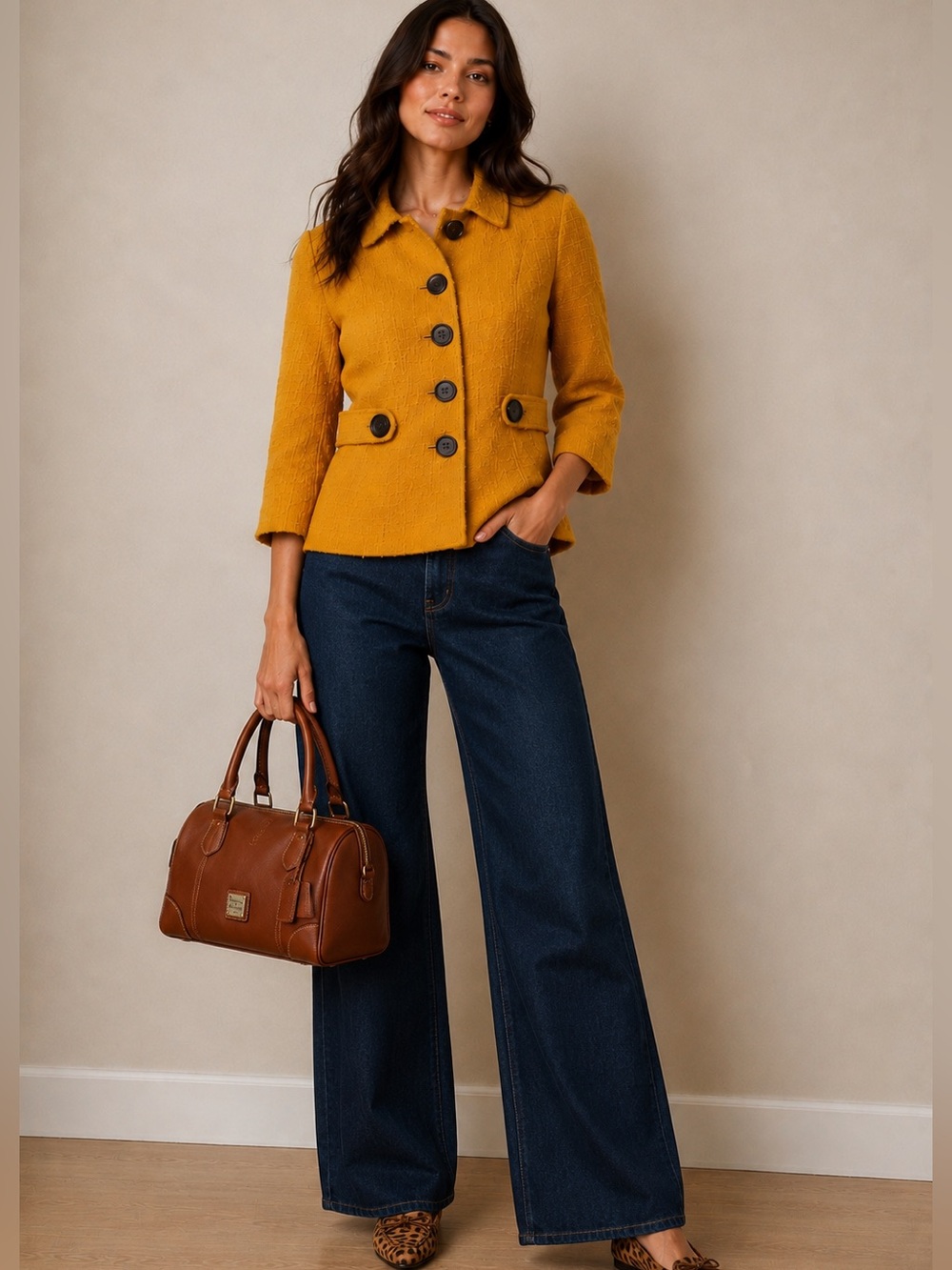 Banana Republic Mustard Yellow Textured Cotton Peplum Jacket Size 2